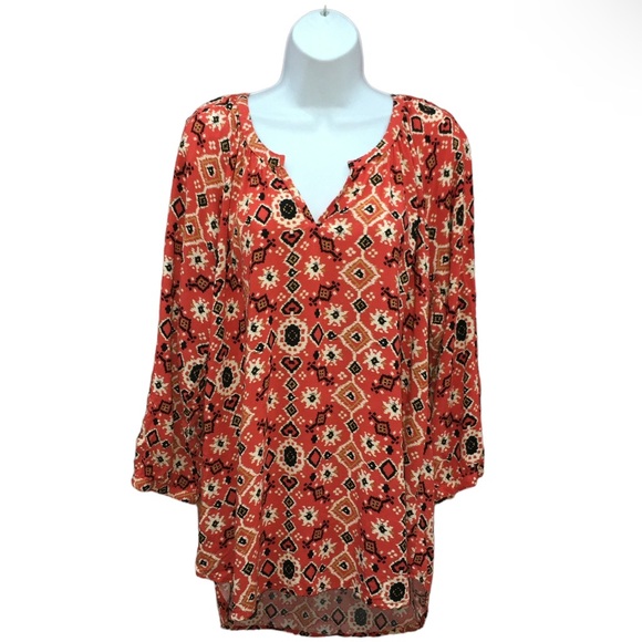 ALC Orange Black Geometric Lightweight Rayon Top - Women’s XL - Picture 1 of 11